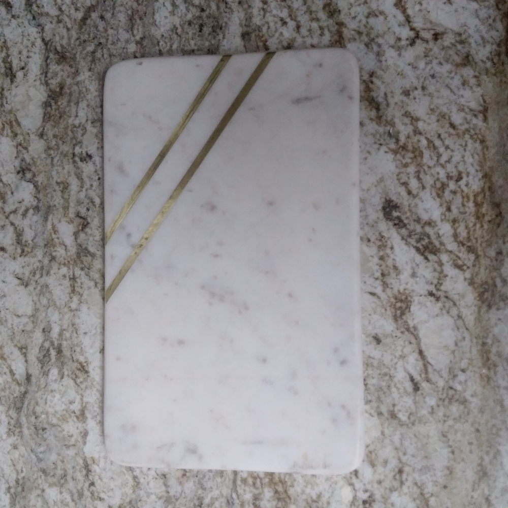 White Marble Cutting Board with Gold Accents